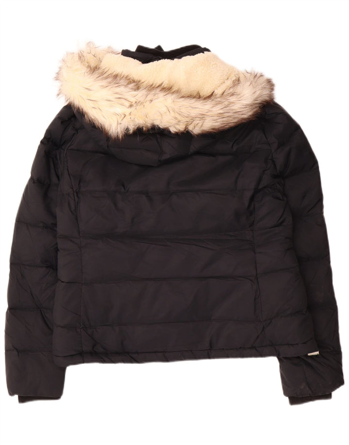 JACK WILLS Jachetă căptușită cu glugă pentru femei UK 14, mare, negru, nailon