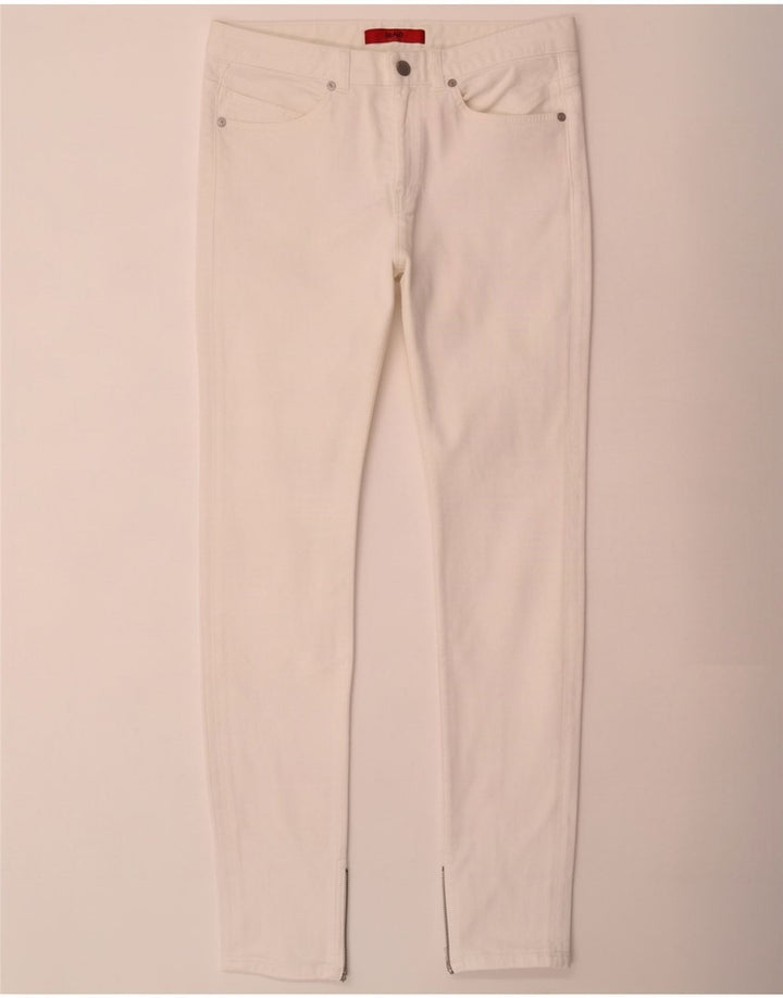 Blugi slim pentru femei Hugo Boss W28 L32 bumbac alb