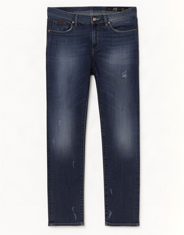 Blugi slim J13 distressed pentru bărbați Armani Exchange W31 L32 bumbac bleumarin