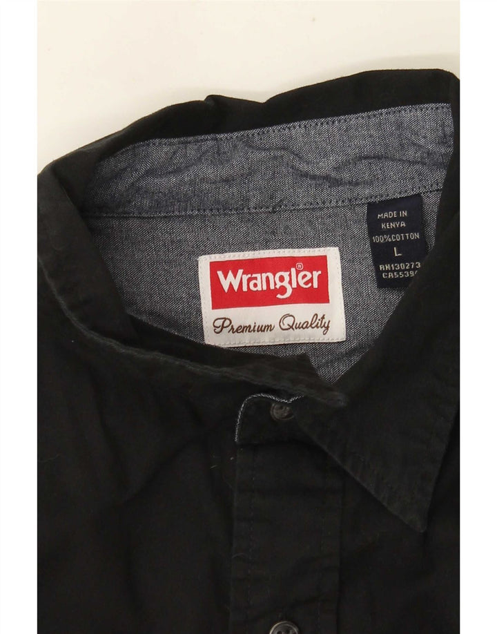 Cămașă cu mânecă scurtă pentru bărbați WRANGLER, bumbac negru mare