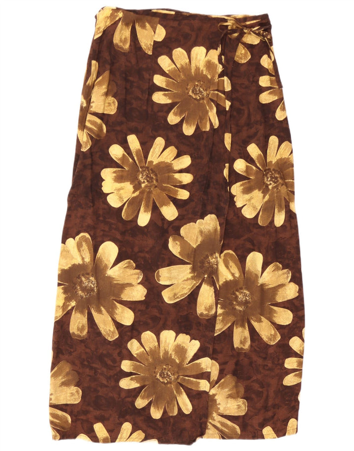 Fusta Maxi Wrap Vintage pentru Damă Mediu W30 Maro Viscoză Florală