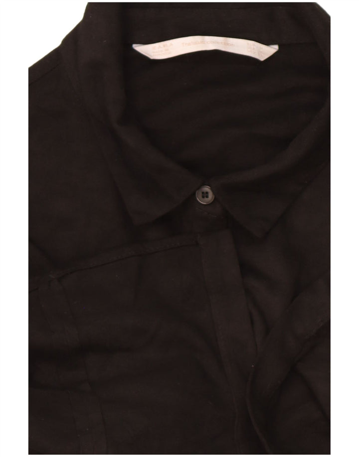 Bluză cămașă pentru femei Zara UK 14 Medium Black