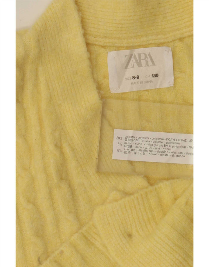 Pulover Crop Cardigan Fete Zara 8-9 Ani Poliester Galben