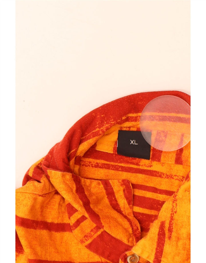 Cămașă cu mânecă scurtă pentru bărbați HUGO BOSS, bumbac cu dungi XL portocaliu