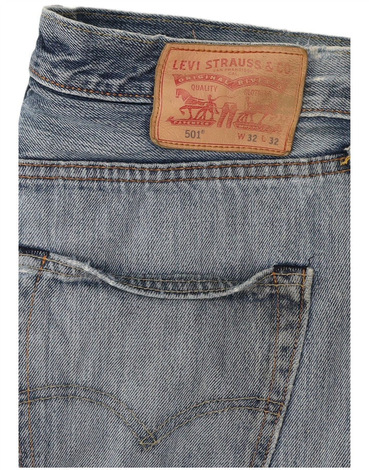 Pantaloni scurți Levi's 501 Distressed Denim W32 Bumbac albastru mediu
