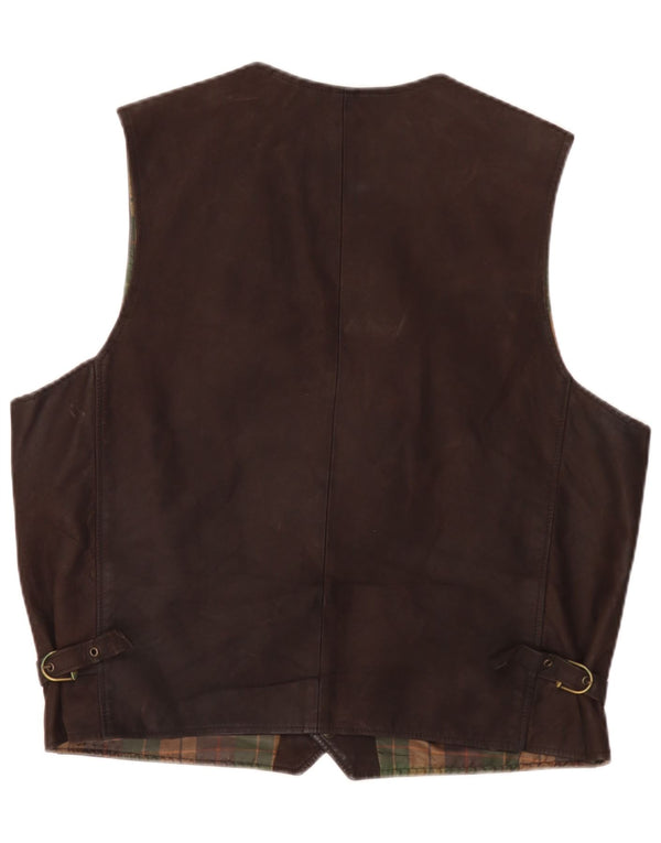 Vestă din piele vintage pentru bărbați IT 56 2XL maro