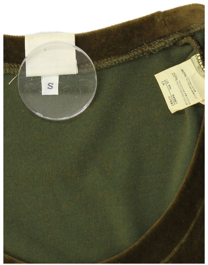 BENETTON rochie bodycon din catifea cu maneca lunga pentru femei UK 8, bumbac verde mic