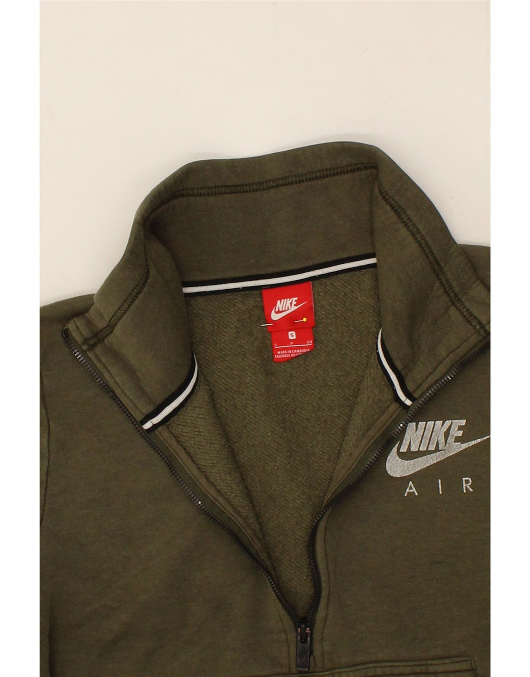 NIKE Womens Oversized Graphic Zip Neck Sweatshirt Jumper UK 10 Small Green Vintage Nike and Second-Hand Nike from Messina Hembry 