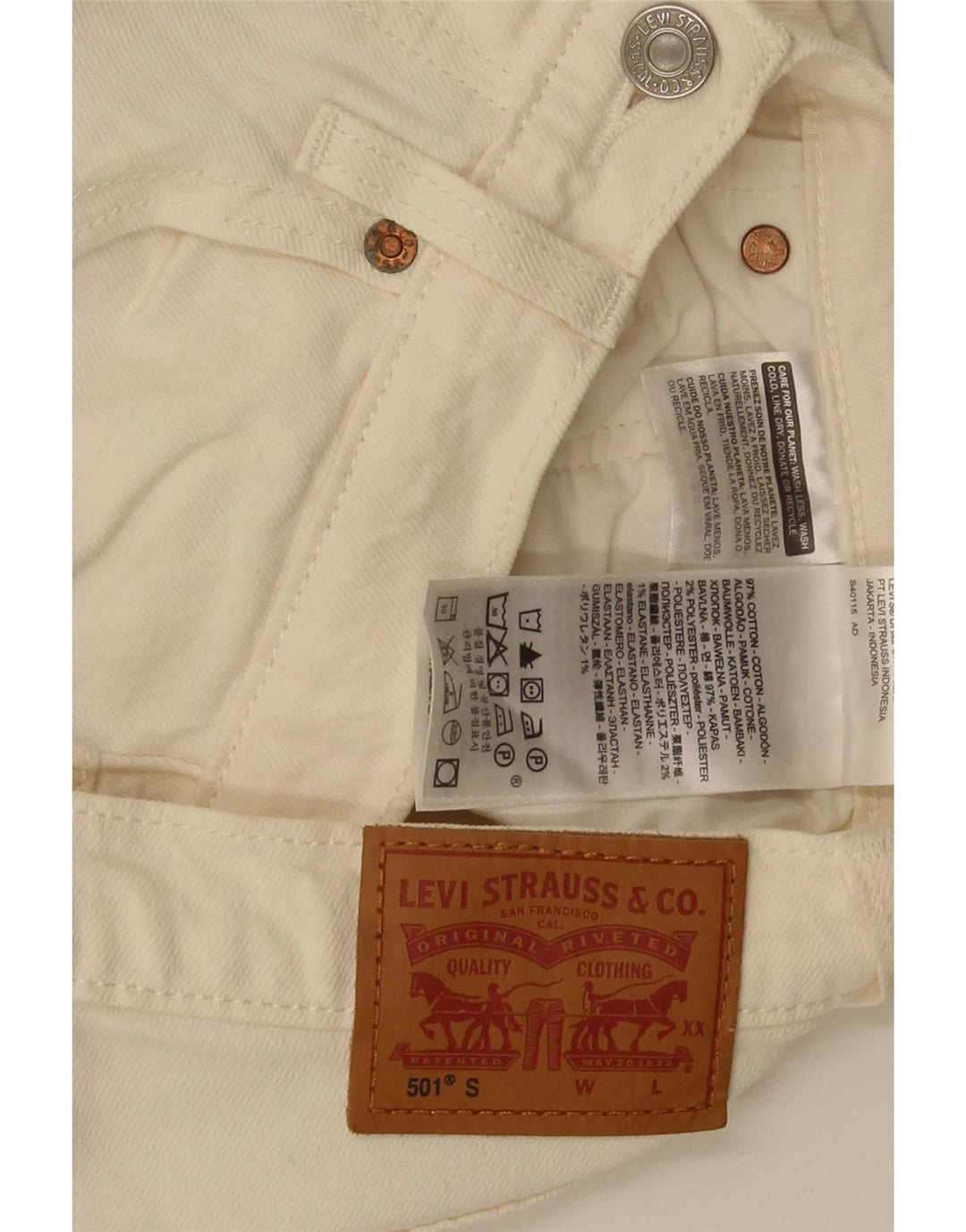 Blugi drepti 501 pentru femei Levi's W25 L28 bumbac alb