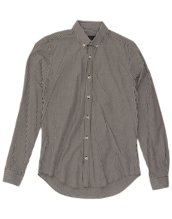 Zara Mens Slim Fit Shirt Small Black Gingham