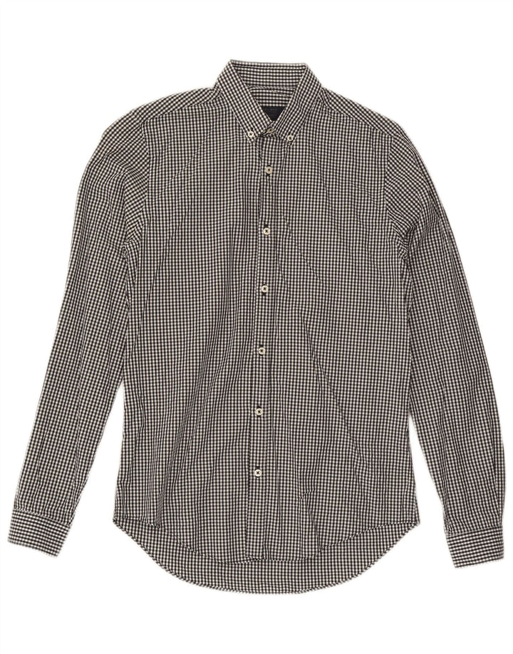 Cămașă pentru bărbați Zara Slim Fit Mic Negru Gingham