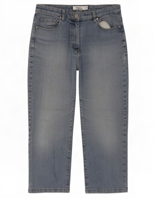 M&Co Jeans Capri pentru femei UK 12 Medium W28 L22 Blue Bumbac