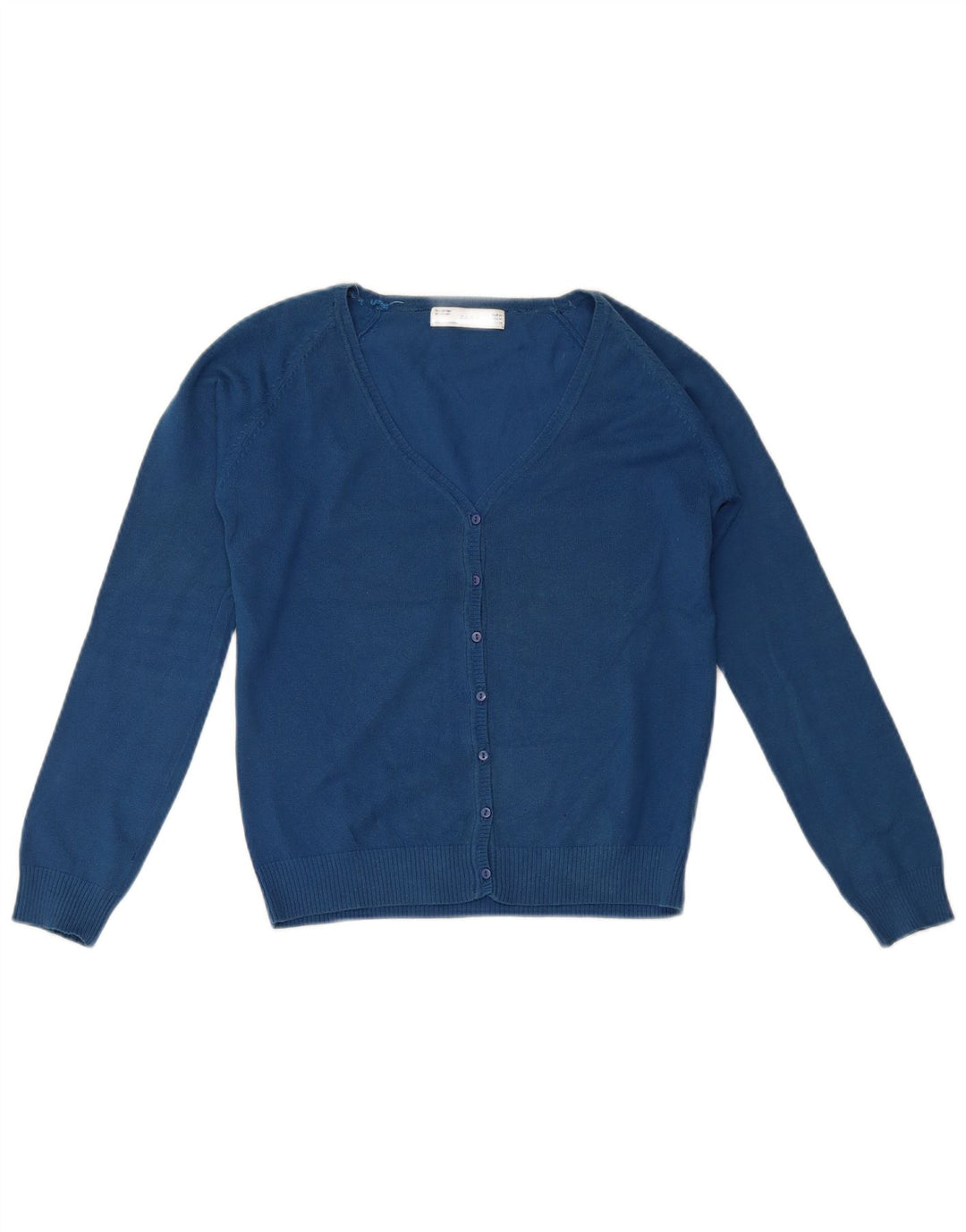 Pulover cardigan pentru femei Zara UK 12, bumbac albastru mediu