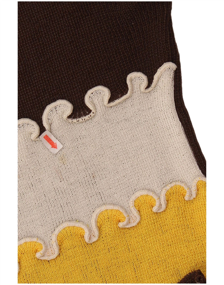 Vintage Womens Vest Tank Top UK 8 Small Brown Colorblock