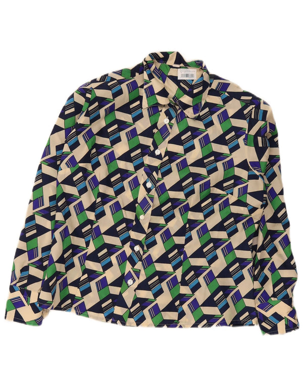 Bluză de cămașă vintage pentru femei UK 20 2XL Multicolor Geometric