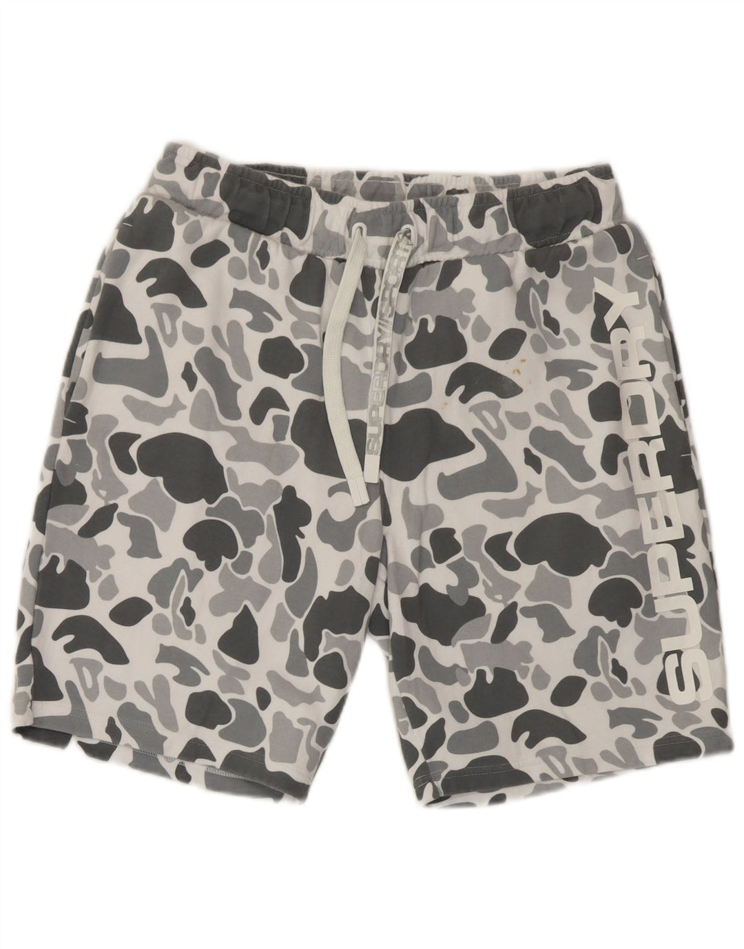 Pantaloni scurți sport grafic Superdry pentru bărbați, bumbac camuflaj, gri mediu
