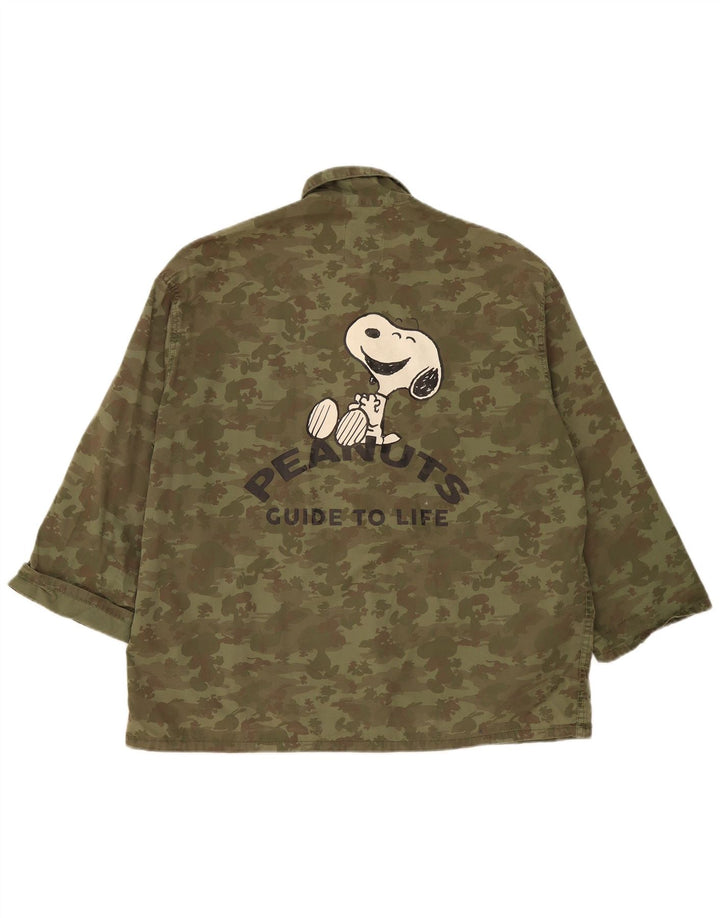 Jachetă cu grafică pentru bărbați Zara pentru bărbați Peanuts UK 38 Camuflaj mediu kaki