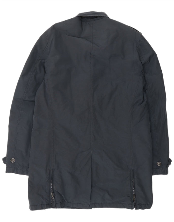 WOOLRICH Mens Overcoat UK 40 Large Navy Blue Cotton