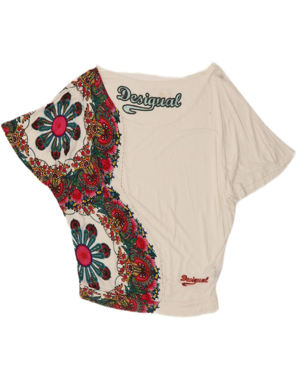 Bluză cu grafică supradimensionată pentru femei Desigual UK 10 Small White Floral