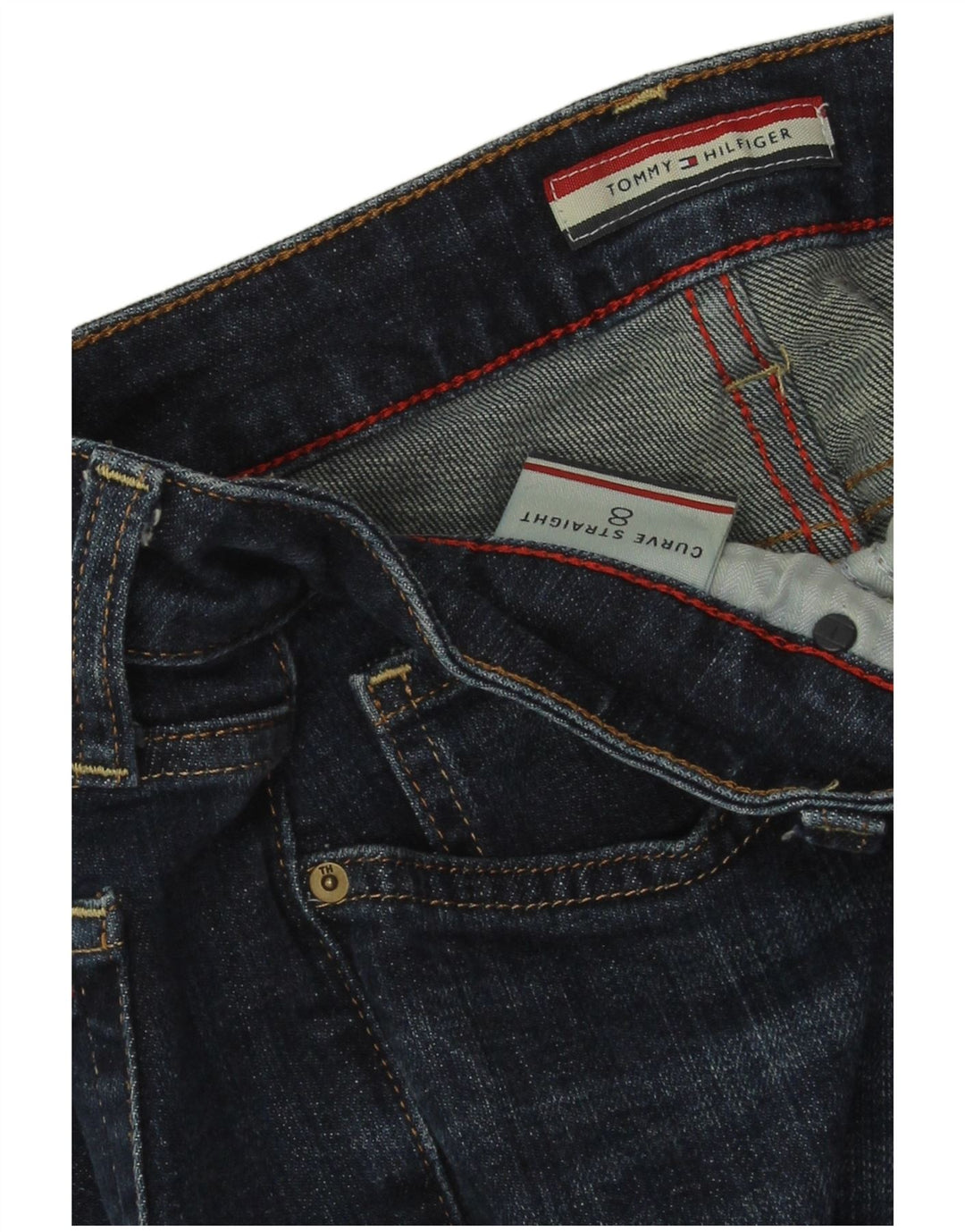 Blugi drepți Curve pentru femei Tommy Hilfiger US 8 Medium W30 L33 Albastru
