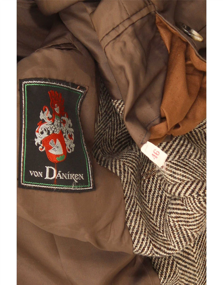 Jachetă vintage pentru bărbați cu 2 nasturi IT 46 Small Brown Herringbone