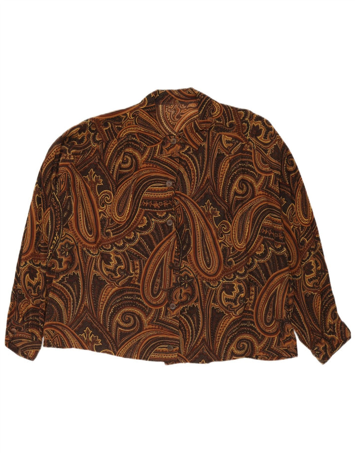 Bluză cămașă pentru femei VINTAGE UK 18 XL Maro Paisley