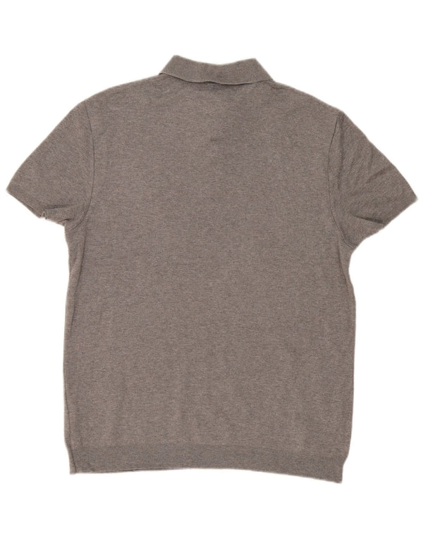 Pulover Hugo Boss pentru bărbați, cu mânecă scurtă, slim fit, cu gât polo, mare, gri
