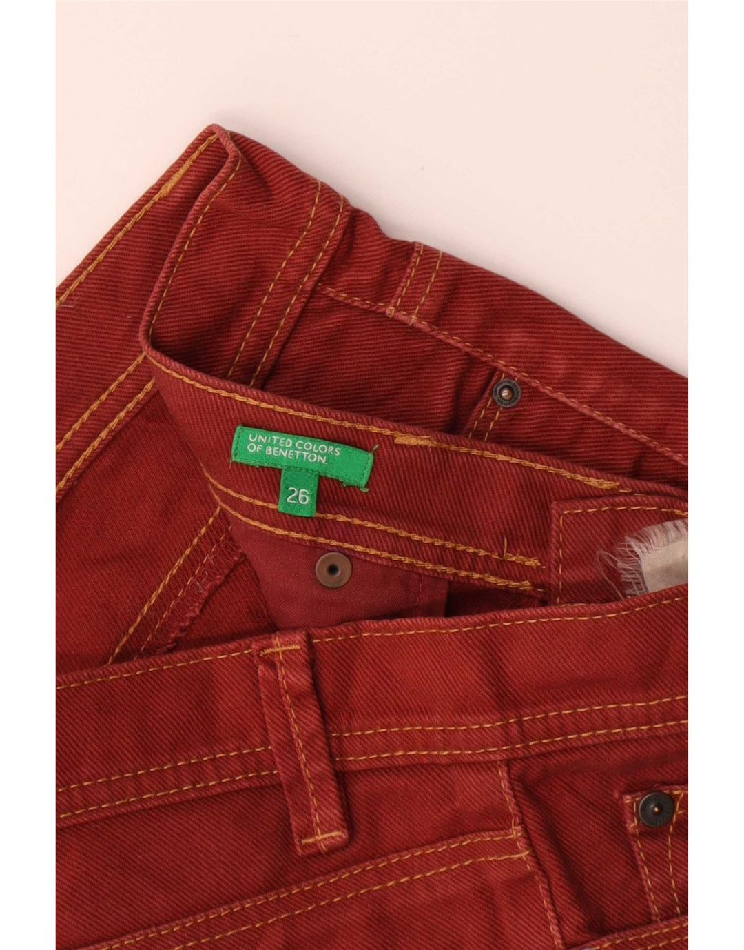 Pantaloni casual subțiri pentru femei Benetton W26 L32 roșii