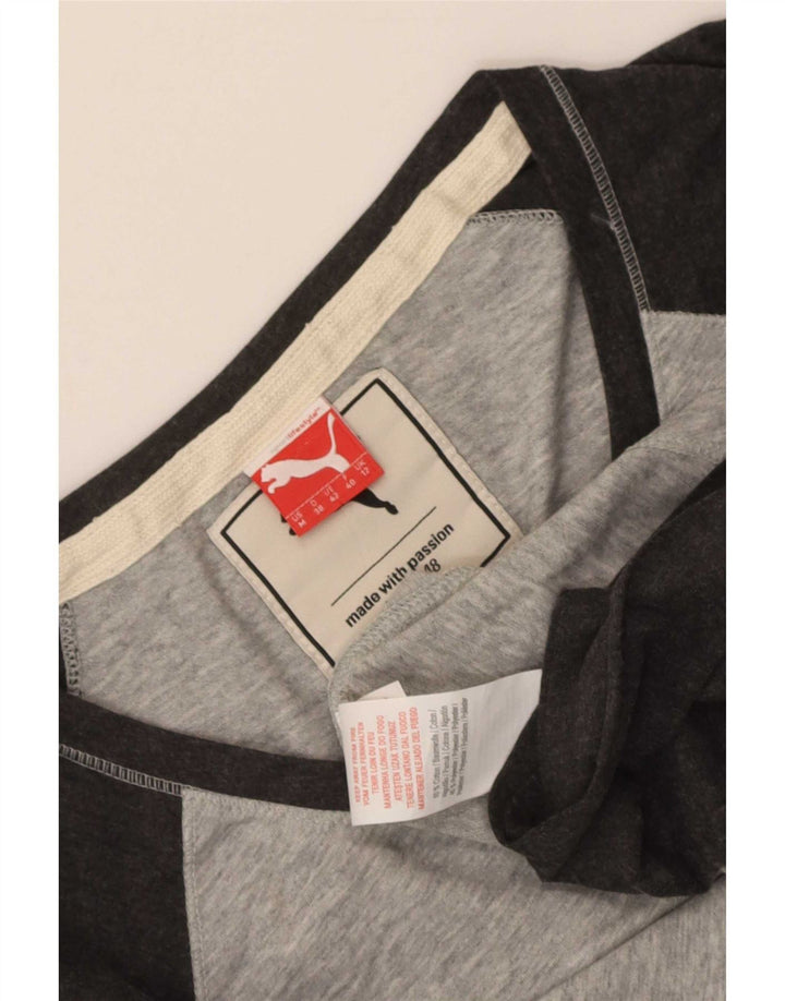Top pentru femei Puma cu mânecă lungă UK 12, gri mediu, bumbac color bloc