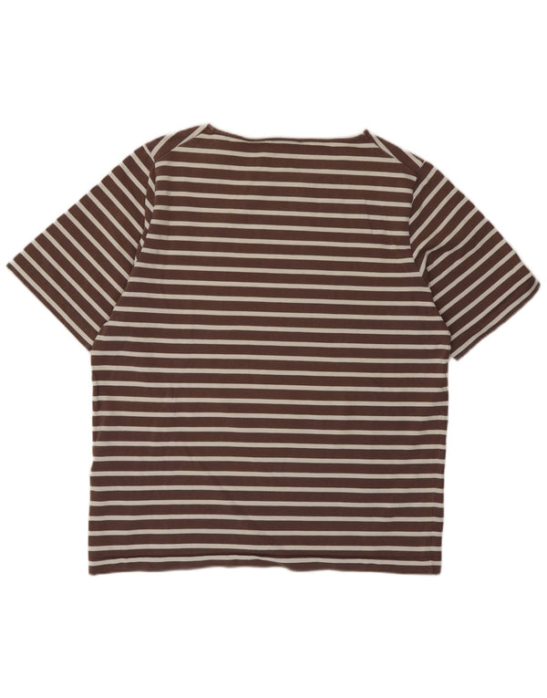 Cos Tricou pentru femei Top UK 14 Medium Brown Striped Bumbac