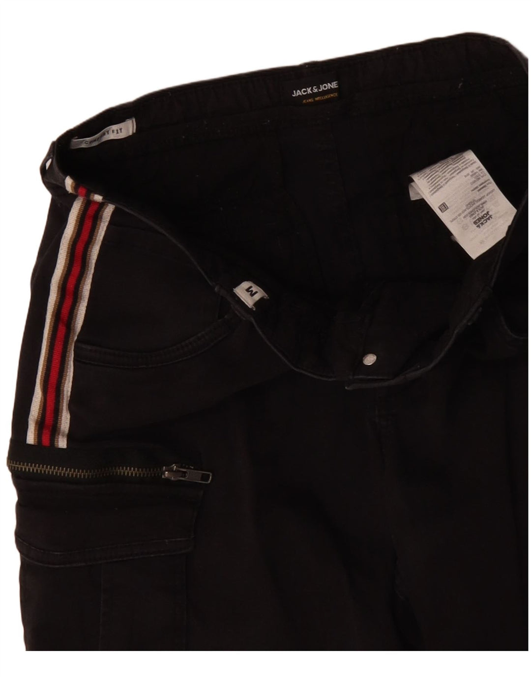 Pantaloni scurti cargo pentru bărbați JACK & JONES Comfort Fit, bumbac negru, mediu W30