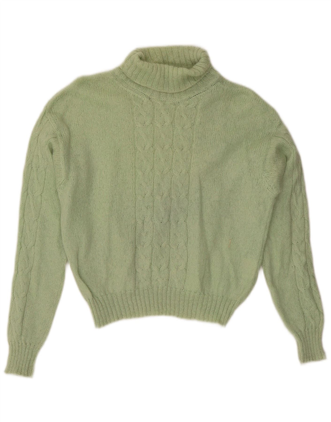 Pulover vintage pentru femei cu gât rulat, pulover UK 14 verde mediu