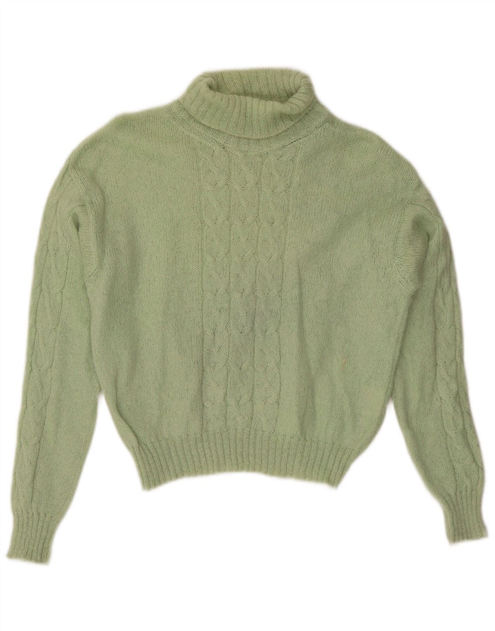 Pulover vintage pentru femei cu gât rulat, pulover UK 14 verde mediu