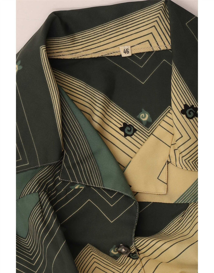 Bluză Cămașă Vintage Femei IT 46 Mare Verde Geometric