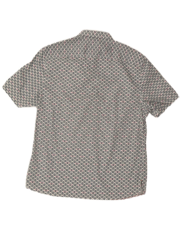 Cămașă cu mânecă scurtă pentru bărbați White Stuff, XL, bumbac geometric, albastru