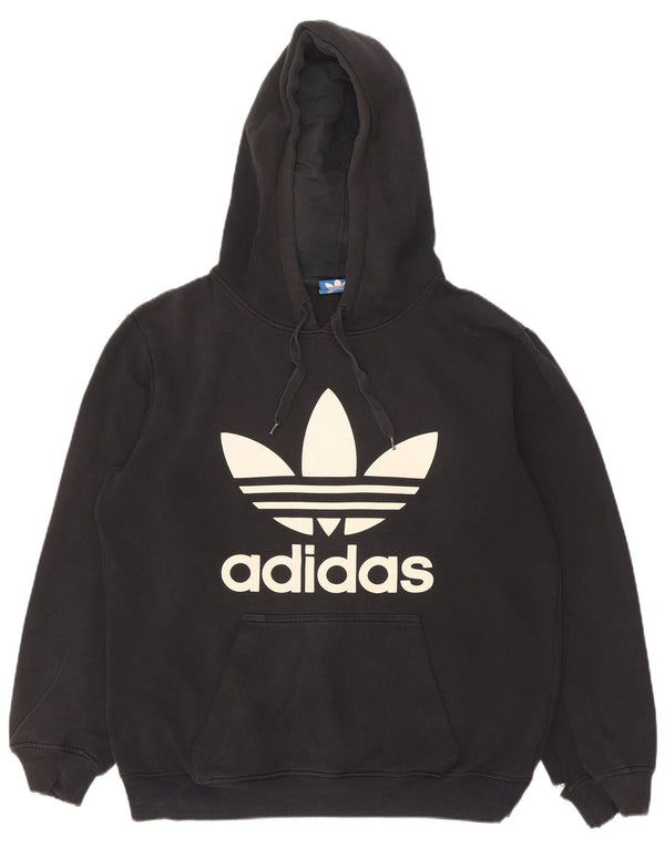 Pulover cu glugă cu grafică Adidas pentru bărbați, bumbac mic, negru