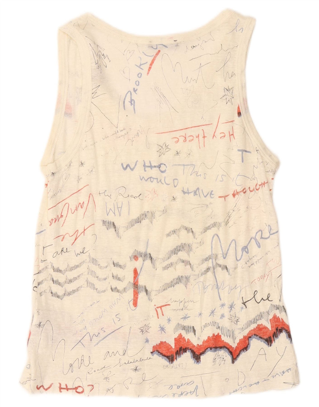 Top cu vestă grafică ZARA pentru femei UK 14 Medium Off White Linen