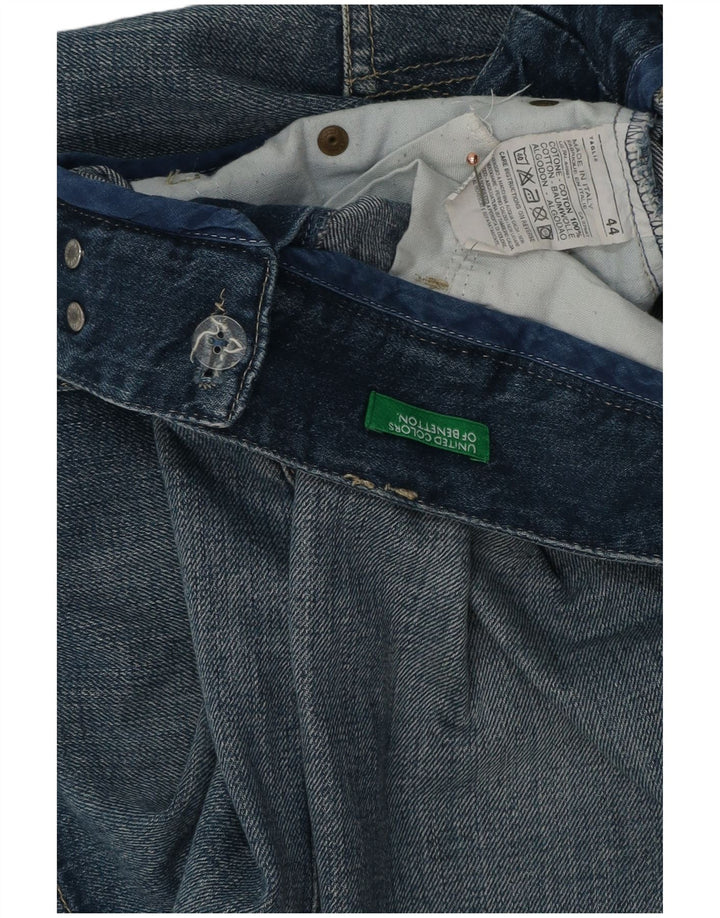 Fusta mini denim Benetton pentru femei cu talie joasa IT 44 Medium W34 Bumbac albastru