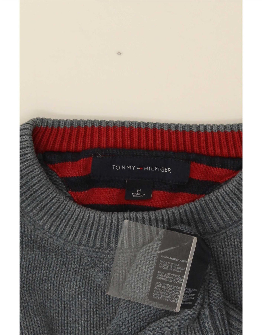 Pulover Tommy Hilfiger pentru bărbați, cu gât crew, bumbac, gri mediu