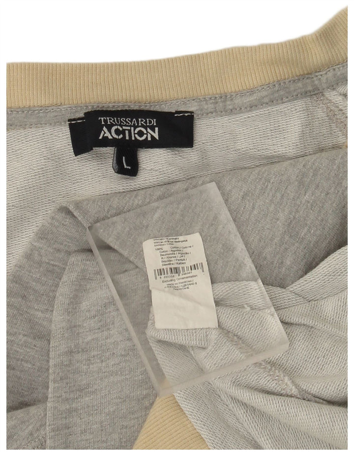 TRUSSARDI Pulover cu grafic pentru fete 9-10 ani mare bumbac gri