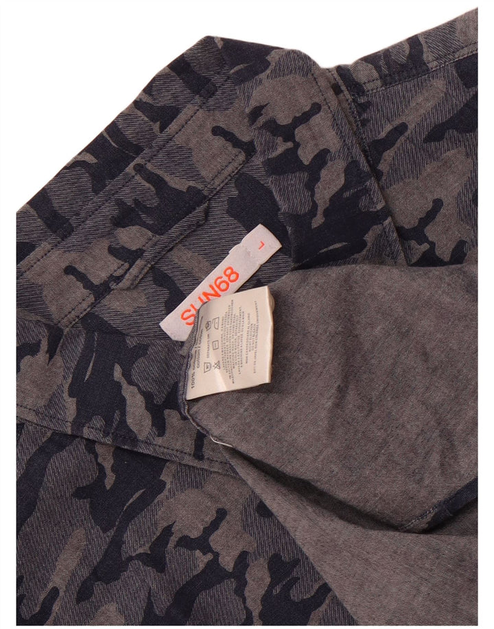Cămașă pentru bărbați Sun68, mare, albastru, camuflat, bumbac
