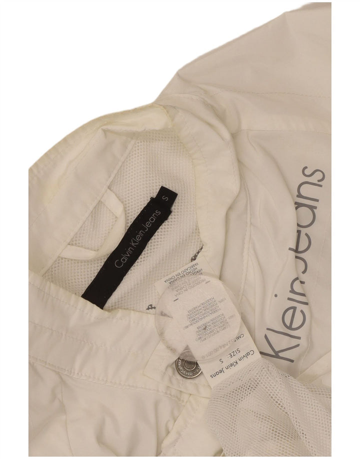 Jachetă de ploaie grafică pentru femei Calvin Klein Jeans UK 10 Poliester alb mic