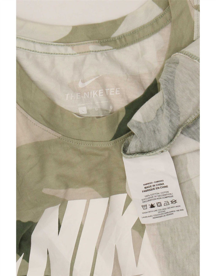 Top grafic Nike cu mânecă lungă pentru bărbați, bumbac camuflaj, kaki