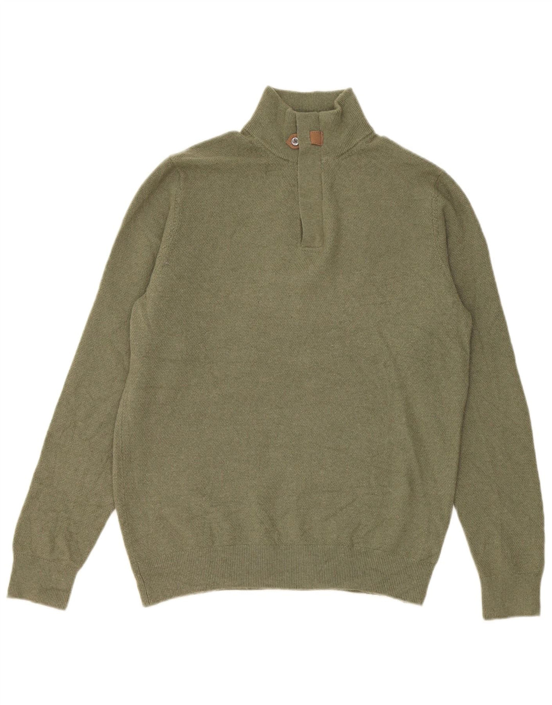 Pulover Massimo Dutti pentru bărbați, cu fermoar și gât, lână verde medie
