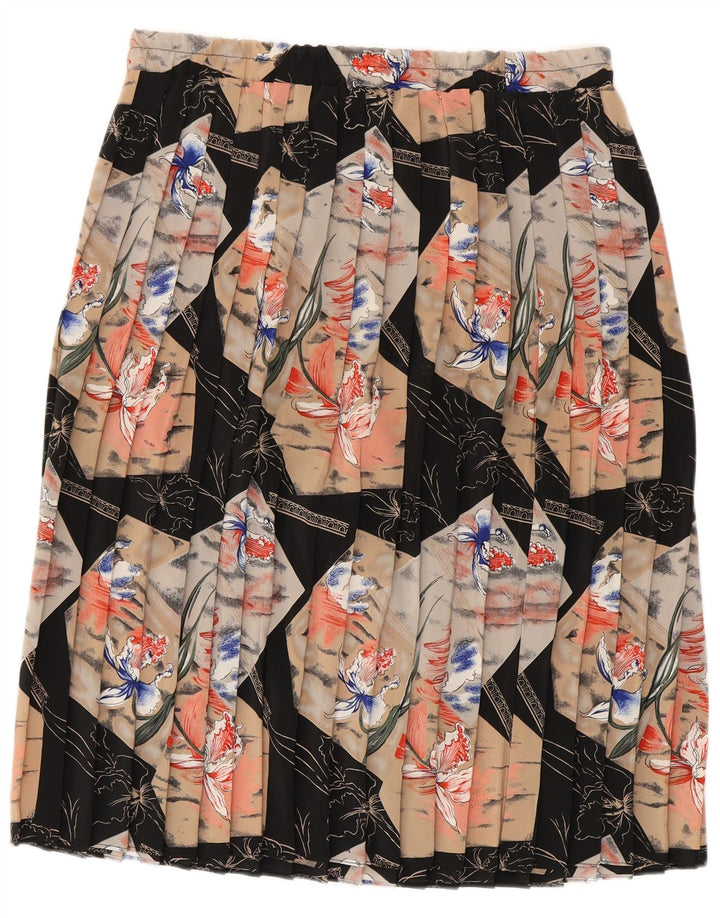 VINTAGE Fusta plisată cuțit pentru femei Medium W30 Poliester floral negru