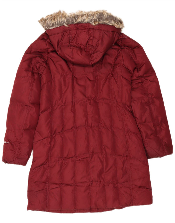 Palton căptușit cu glugă pentru femei Eddie Bauer UK 14 Poliester Burgundy mediu