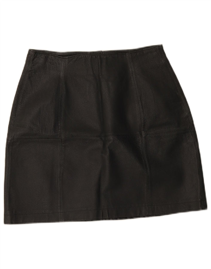 Fusta Mini din piele vintage pentru femei W25 XS piele neagră