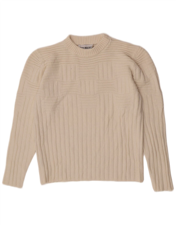 Pulover pentru femei Bikkembergs cu gâtul turnat UK 12 Medium Off White