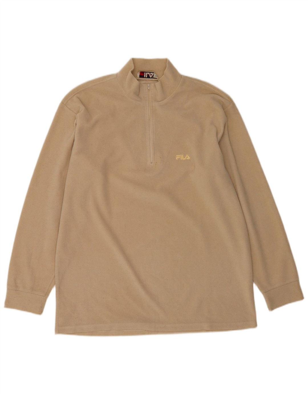 Pulover Fila pentru bărbați, cu fermoar și gât, poliester, 2XL, bej