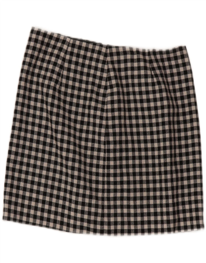 Fusta mini Moschino pentru femei UK 10 Small W28 Lână virgină vichy neagră